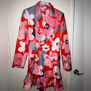 Floral Double-Breasted Blazer Dress